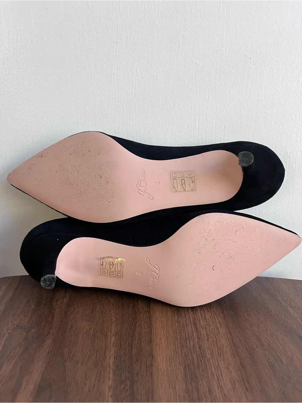 J.Crew Black Suede Kitten Heel Pumps Size 8 Pointed Toe